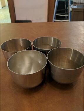 Set 4 Vintage Kirk Stieff 8oz Thomas Jefferson Cups Brushed Pewter P-50